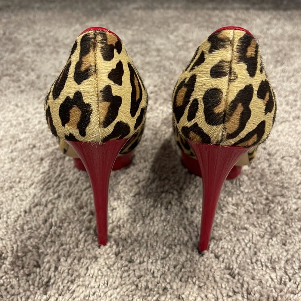 Charlotte Olympia Leopard Cheetah Red Stilletto Pumps Heels Size 39 - Picture 5 of 6
